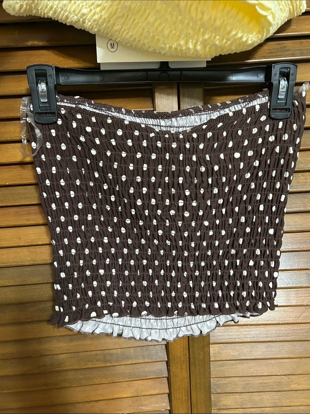 NWT Free For All Qty 2 - 1 Yellow and 1 Brown & White Elastic Tube Tops Size M
